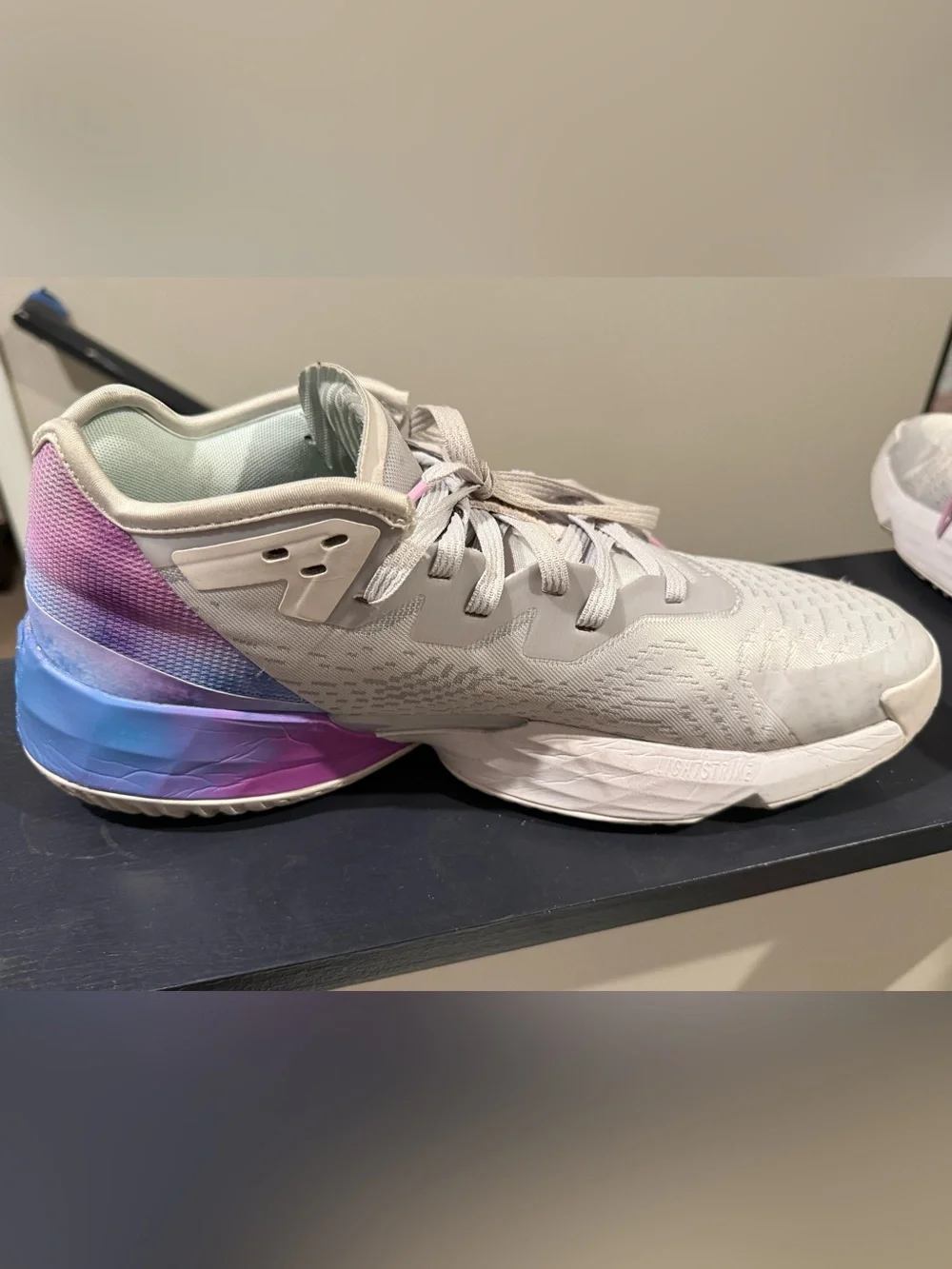 adidas Women's Light Gray Athletic Sneakers with Purple & Pink Accents